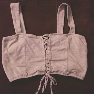 Laced up front cropped top